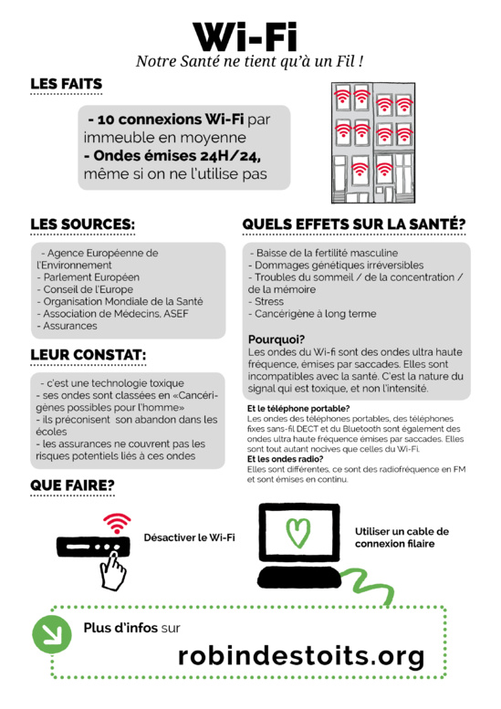 Wi-FI / Bluetooth / DECT : pourquoi c'est dangereux ? - désactiver le Wi-fi et informer vos voisins par une affichette Wi-FI / Bluetooth / DECT : pourquoi c'est dangereux ? - désactiver le Wi-fi et informer vos voisins par une affichette