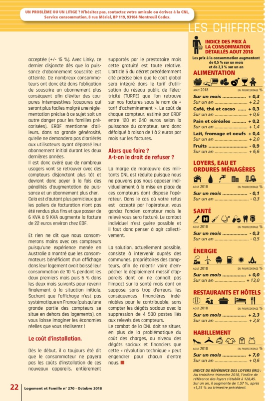 Vers un scandale Linky ? La CNL - Logement et Famille n° 270 - Octobre 2018
