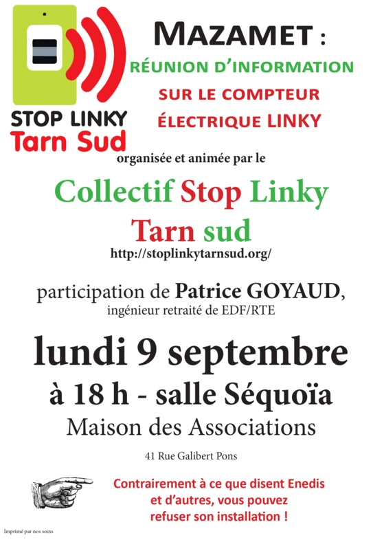 LINKY - MAZAMET : Réunion d'information Lundi 9 septembre 2019 à 18h00