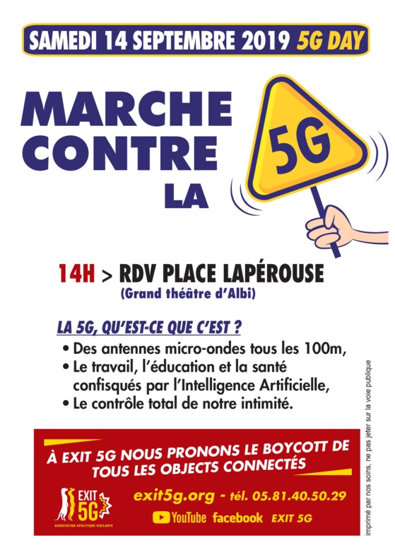 5G : MARCHE CONTRE LA 5G à ALBI Samedi 14 septembre