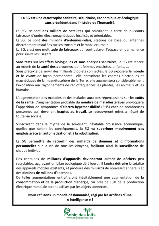 25 janvier 2020 : JOURNEE MONDIALE DE PROTESTATION CONTRE LA 5G A PARIS