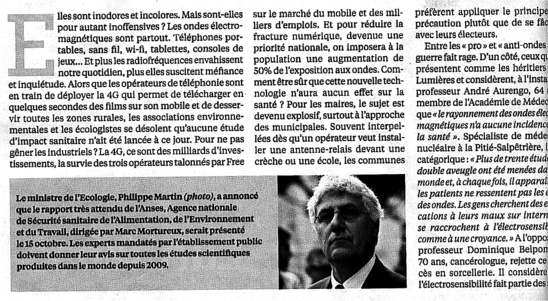 "Ondes, les vrais dangers" - Le Nouvel Observateur - Septembre 2013 "Ondes, les vrais dangers" - Le Nouvel Observateur - Septembre 2013