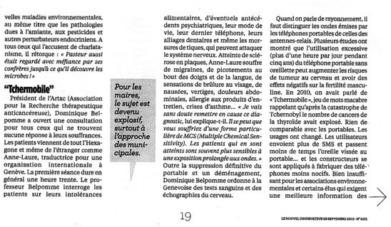 "Ondes, les vrais dangers" - Le Nouvel Observateur - Septembre 2013 "Ondes, les vrais dangers" - Le Nouvel Observateur - Septembre 2013