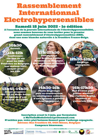 Rassemblement International des Electrohypersensibles – 1ère édition du 18 juin 2022 Rassemblement International des Electrohypersensibles – 1ère édition du 18 juin 2022