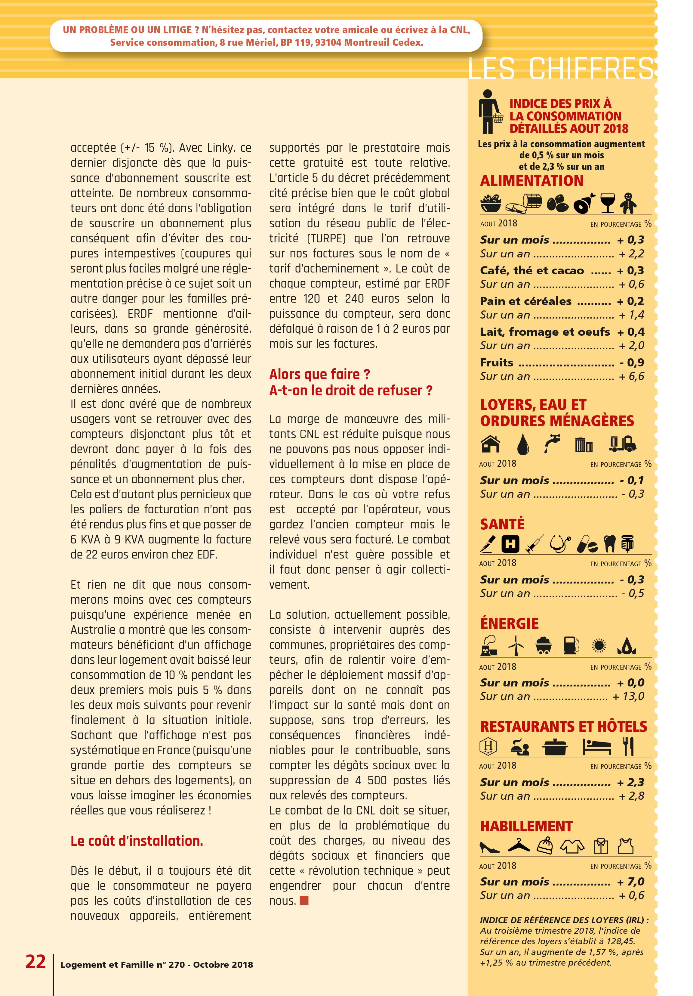 Vers un scandale Linky ? La CNL - Logement et Famille n° 270 - Octobre 2018