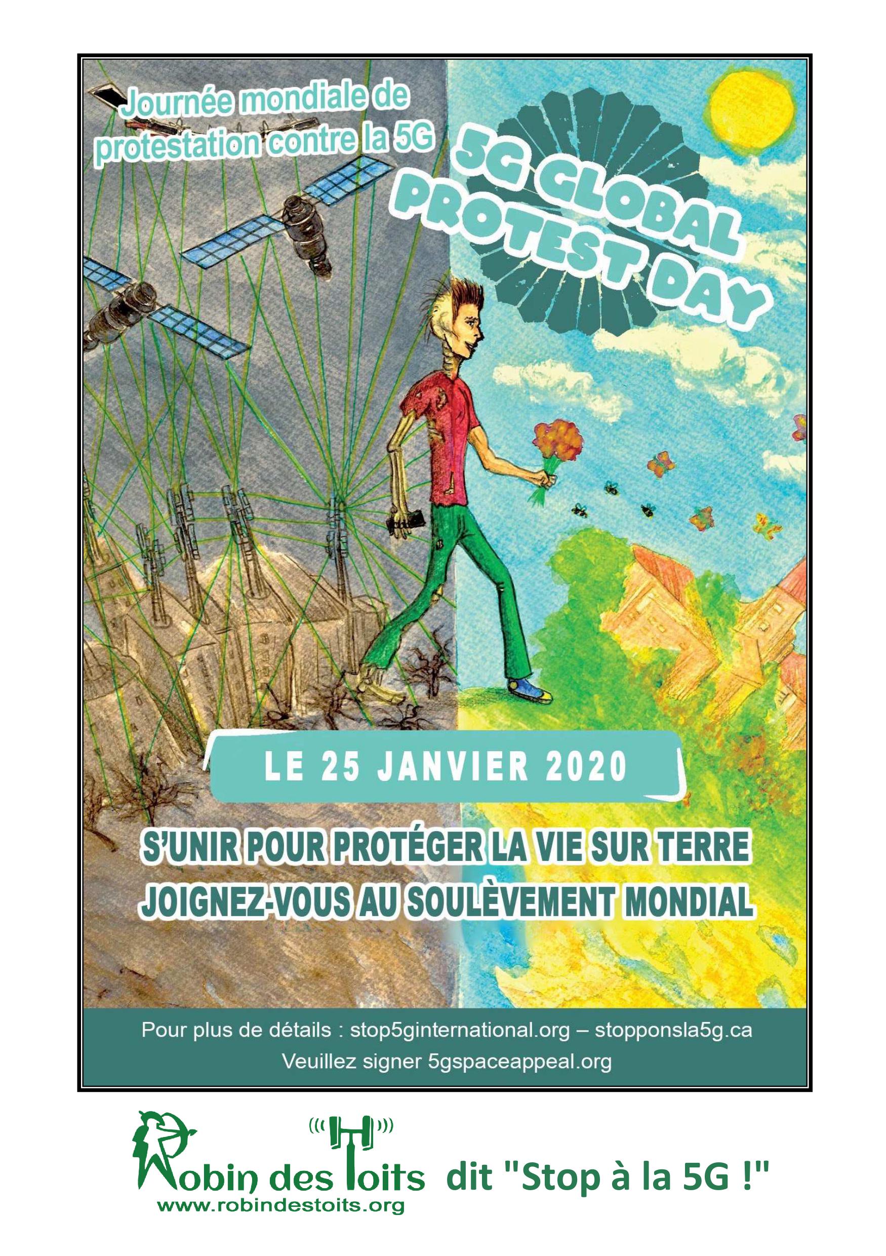 25 janvier 2020 : JOURNEE MONDIALE DE PROTESTATION CONTRE LA 5G A PARIS
