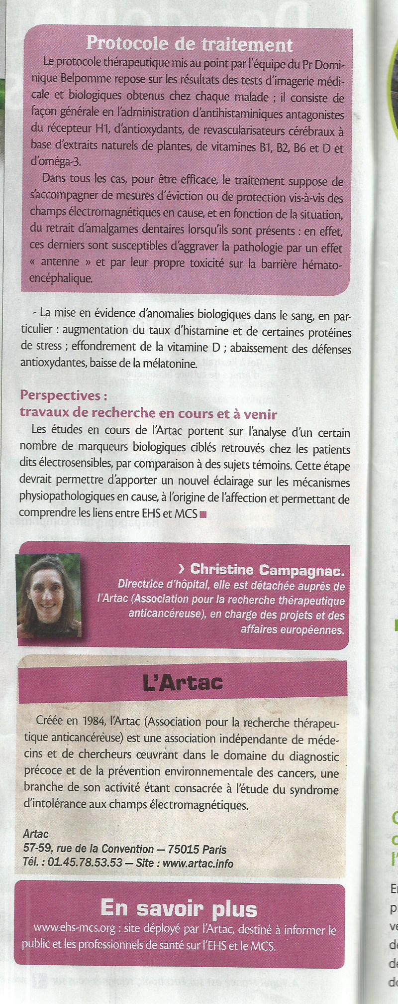 'L'électrohypersensibilité : vers une nouvelle médecine environnementale ?' - Biocontact - mai 2015