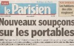 UNE du Parisien 09/02/2008 - SANTE : 'Nouveaux soupçons sur les portables'